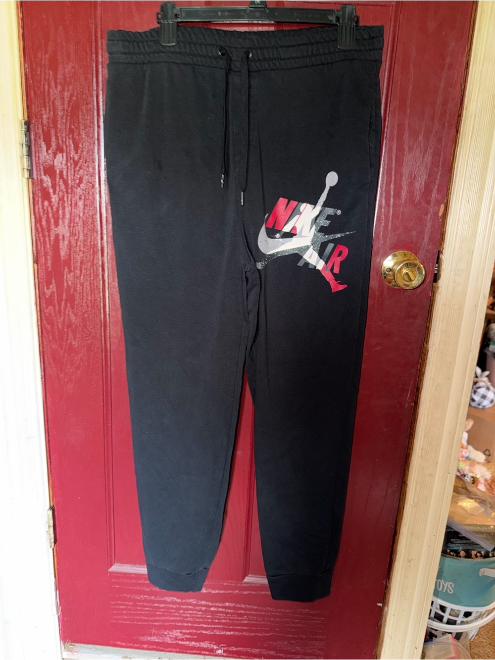 Nike Black Sweatpants with Red & White Air Logo